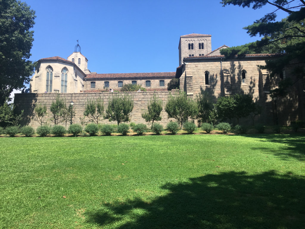 Exterior of The Met Cloisters. Resembles a medieval building.
