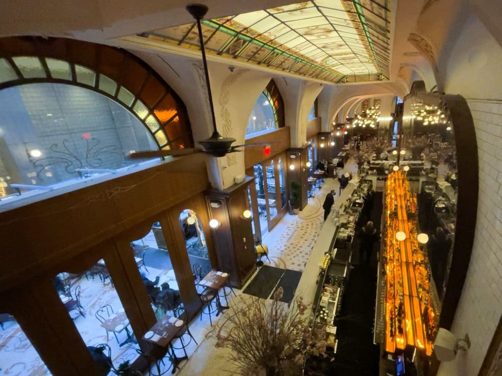 View from second-floor mezzanine at La Grande Boucherie in New York City.