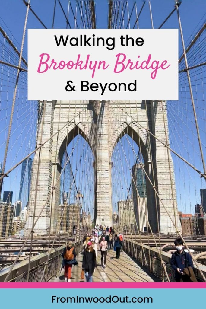 Pin graphic with image of Brooklyn Bridge.