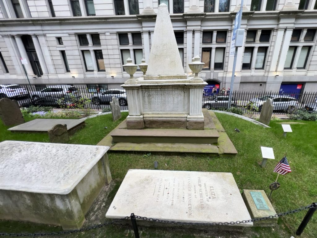 Gravestones of Alexander and Eliza Hamilton at Trinity Church Wall Street in New York City.