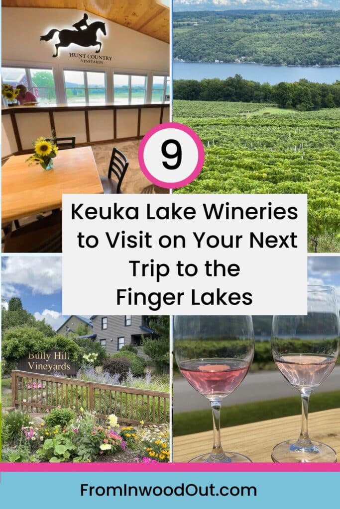 Pinterest image with collage of four Keuka Lake wineries. 