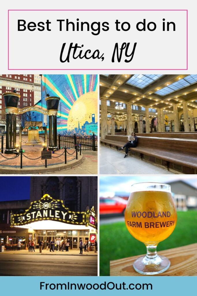 Collage of four images showing things to do in Utica, NY.