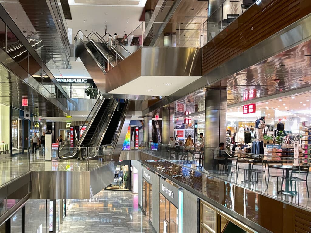 Inside the mall at Hudson Yards in New York City.