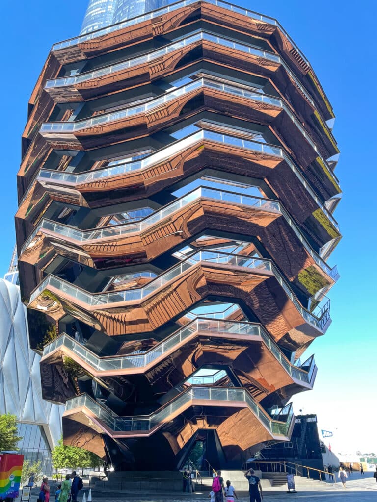Close-up shot of the Vessel at Hudson Yards in New York City.