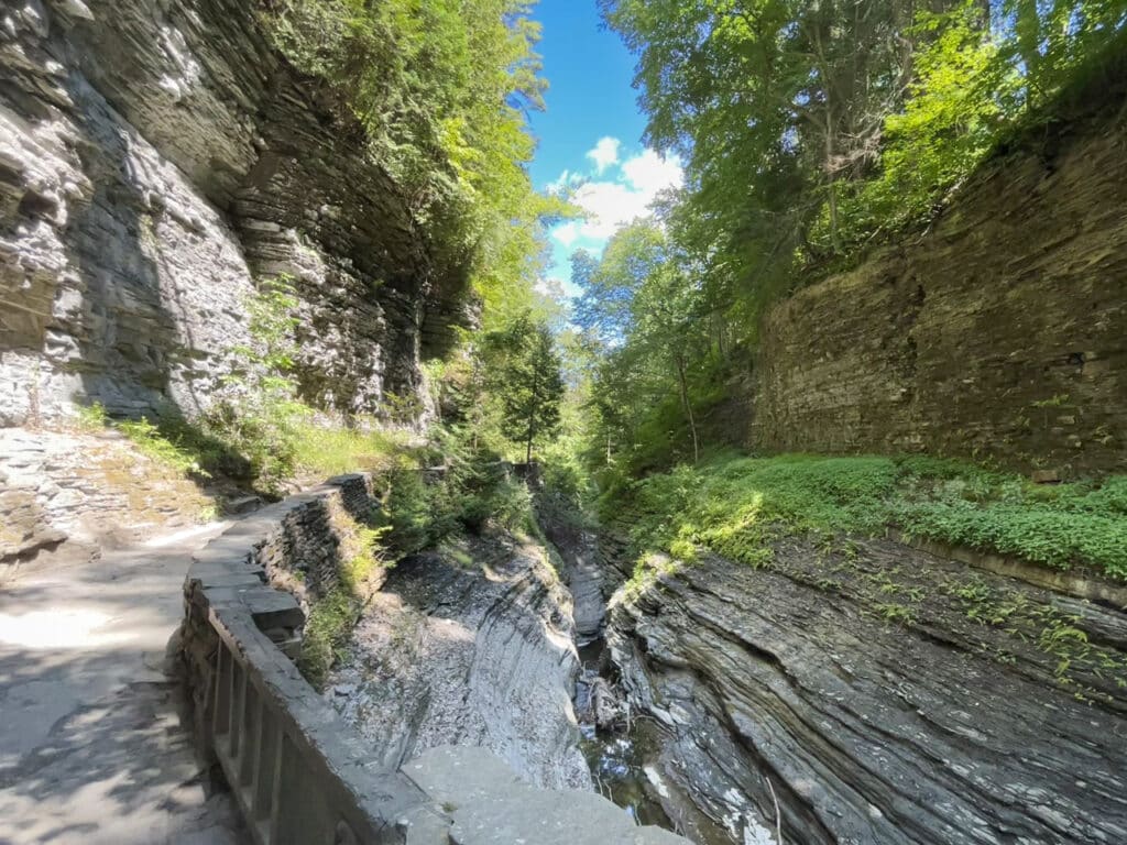 Gorge next to a paved hiking trail at Watkins Glen State Park, NY. 