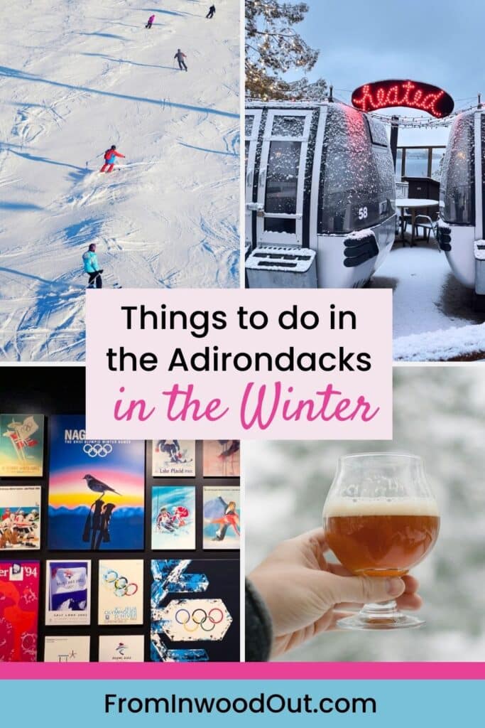 Pinterest graphic with four images of winter activities.